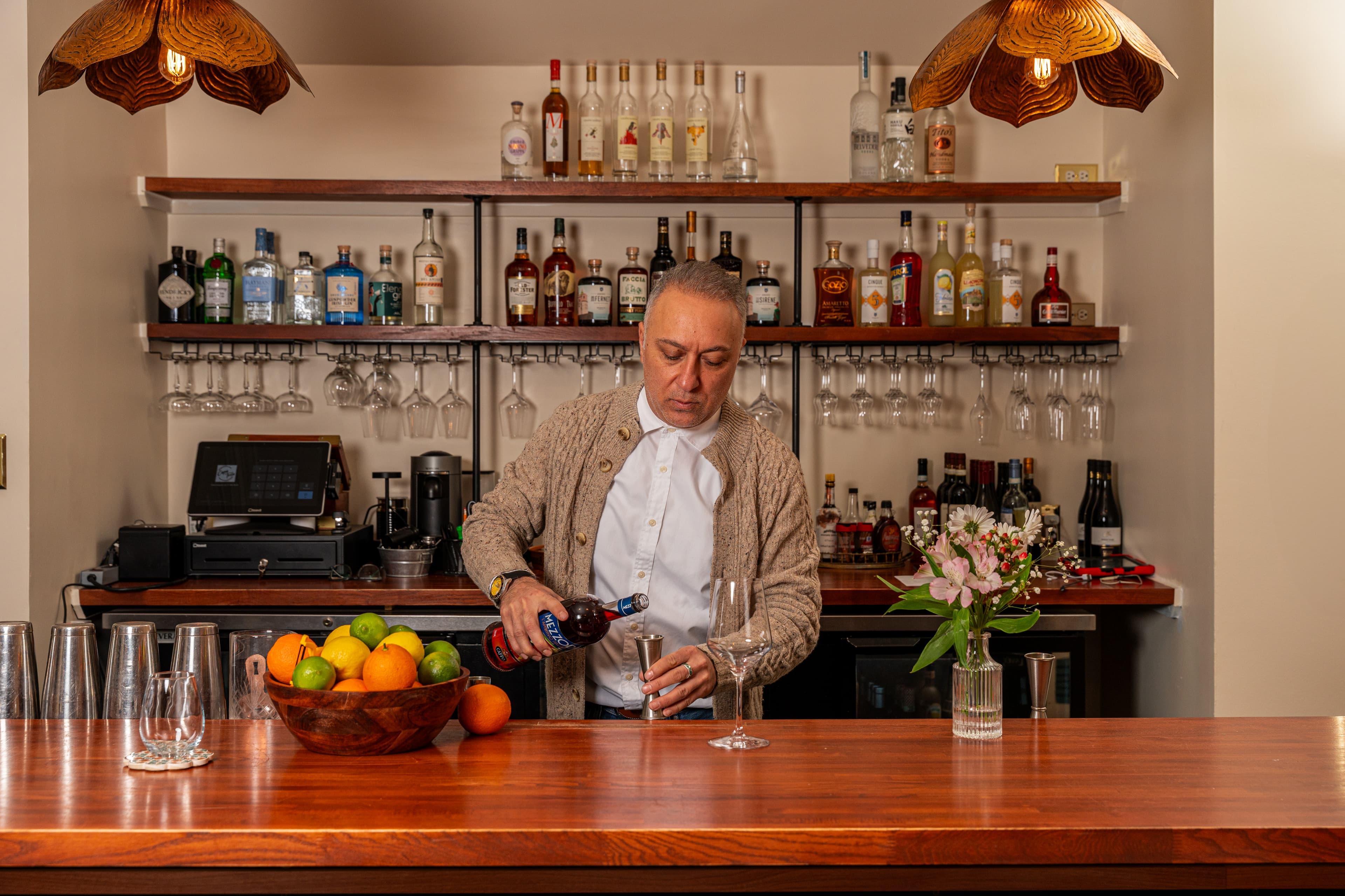 Tim Monaghan behind the bar at Ulivo